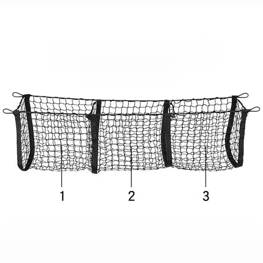 

Three Grids Rear Truck Storage Bag Universal Suspension Type Luggage Nets Large Capacity Elastic Fabric Car Organizer Truck