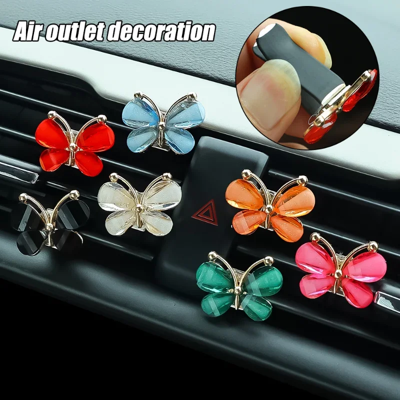 Colorful Butterfly Car Air Conditioning Clip Butterfly Decor Ornaments Air Outlet Clip Decoration Car Ornament Accessories