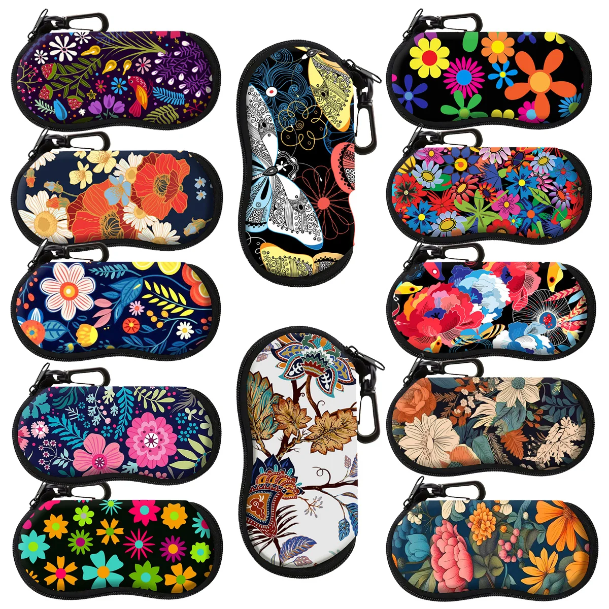 

Colorful Flowers Soft Shell Glasses Case Glasses Protective Shell Clothing Accessories Men Women Fashion Glasses Bag Gifts