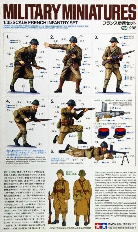 Tamiya 35288 1/35 Scale Military Figure Model Kit WWII French Infantry Set