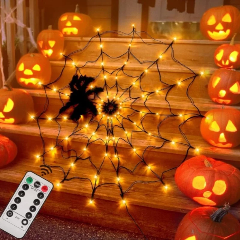 Halloween Glowing Spider Web Halloween Decoration Lights Spider Web Lights Halloween Decoration Outdoor Indoor Halloween Decor