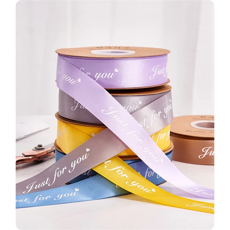 

200 yards customised logo yellow/beige/purple women ribbon batik bouquet eco-friendly ribbon for book