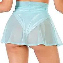 

New Sexy Women Acutes Mini Skirts Beach Cover-Ups High Waist Solid Color See Through Mini Skirt Bikini Cover Up Summer Beachwear