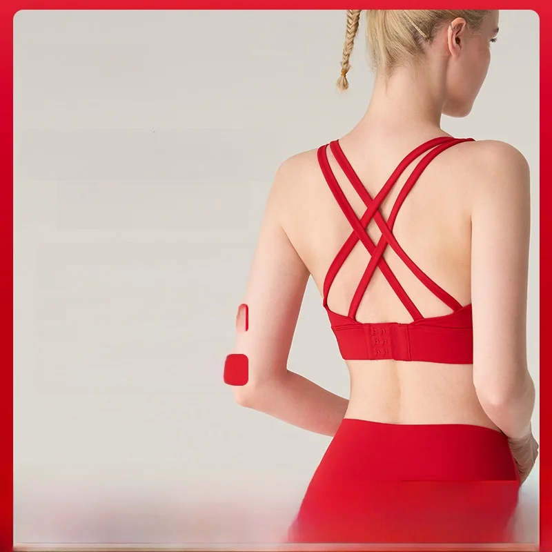 

Sexy Cross Back Seamless Sports Bra for Women Nude Vest Yoga Wear Comfortable Breathable Fitness Clothing