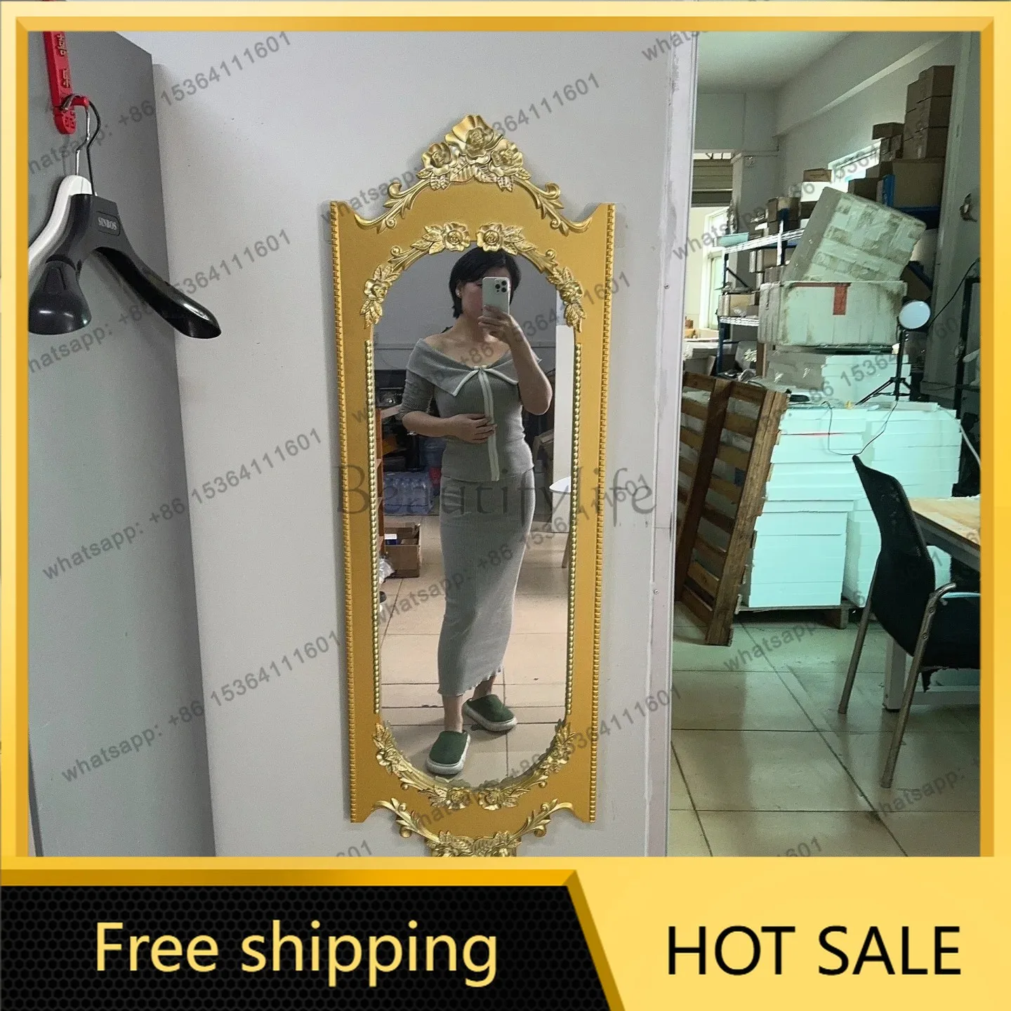 XX. French retro mirror American hand-carved fitting mirror