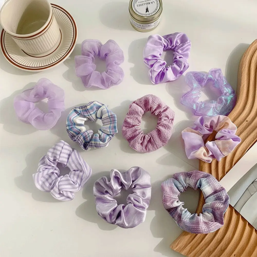 

10Pcs Plaid Pattern Large Intestine Hair Tie Cute Korean Hair Bands Simple Temperament Sweet Hair Scrunchies Collegiate Style