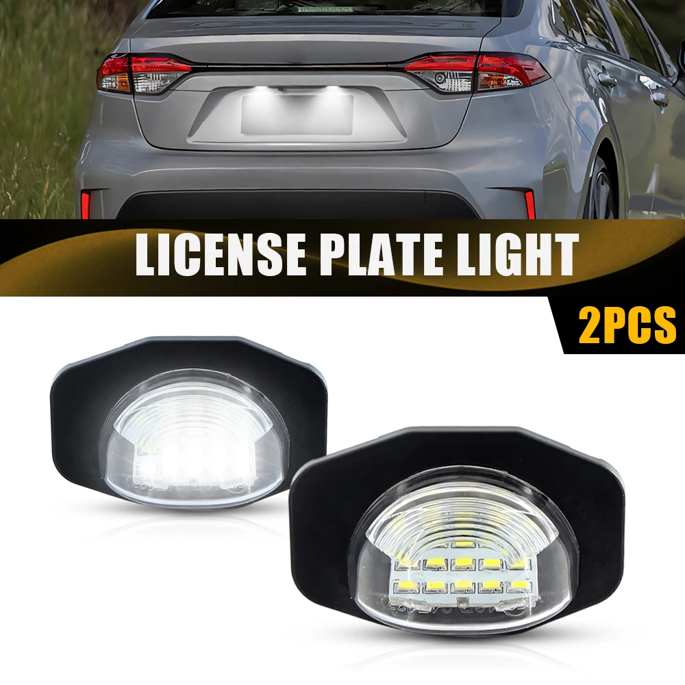 2Pcs For Scion xB xD Toyota Alphard Auris Corolla Fielder Rumion Vellfire CE140 White LED License Plate Lights LED Car Lamps