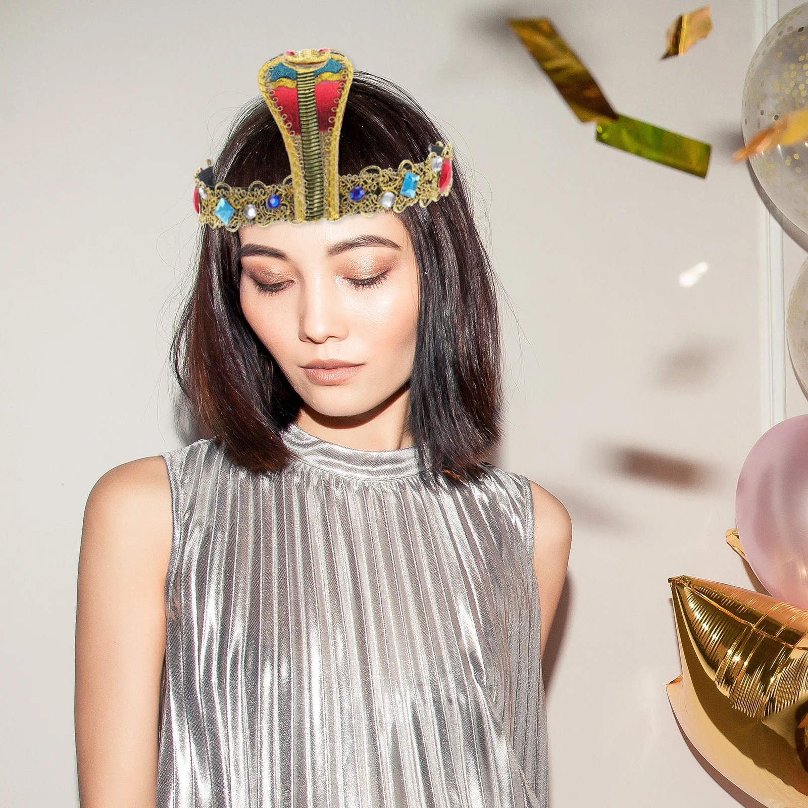 1 conjunto de faixa de cabelo com design de cobra, acessórios de fantasia egípcia para festival, performance de palco, suprimentos de cosplay, decoração reutilizável