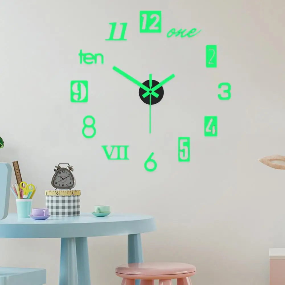 Wall Clock Decal Acrylic 3D Wall Clocks Stereo Silent Useful Wall Art Decor Mute Clock Living Room Decor