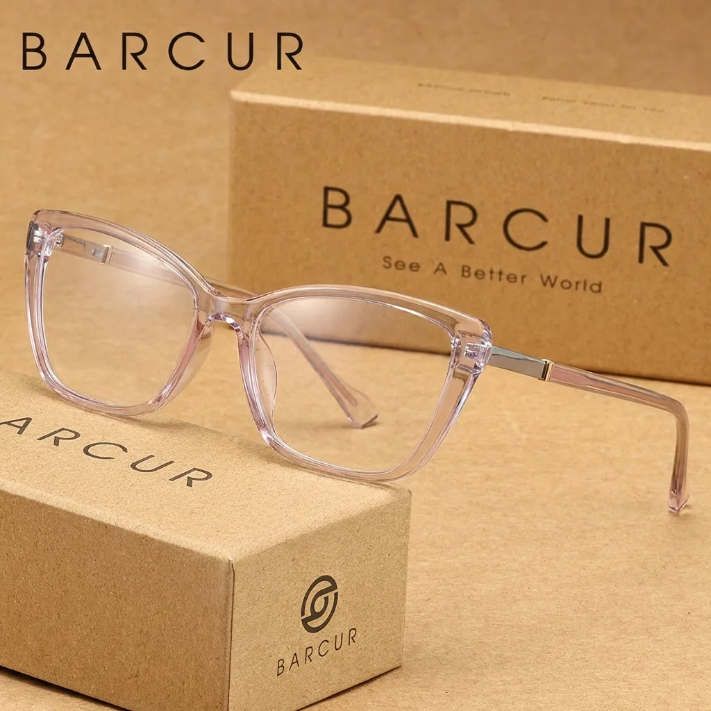 

BARCUR Anti Blue Light Glasses Women Burgundy Cat Eye Eyeglasses TR90 Lightweight Anti Fatigue for Computer Work Office
