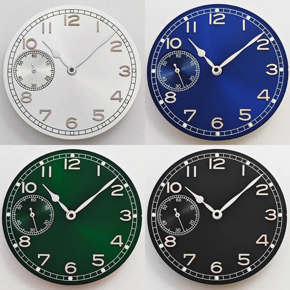 Menex 37mm Arabic Numerals Small Seconds White Blue Green Black 4 Colors for ETA 6497 ST3600 Hand-Winding Movement Replacement