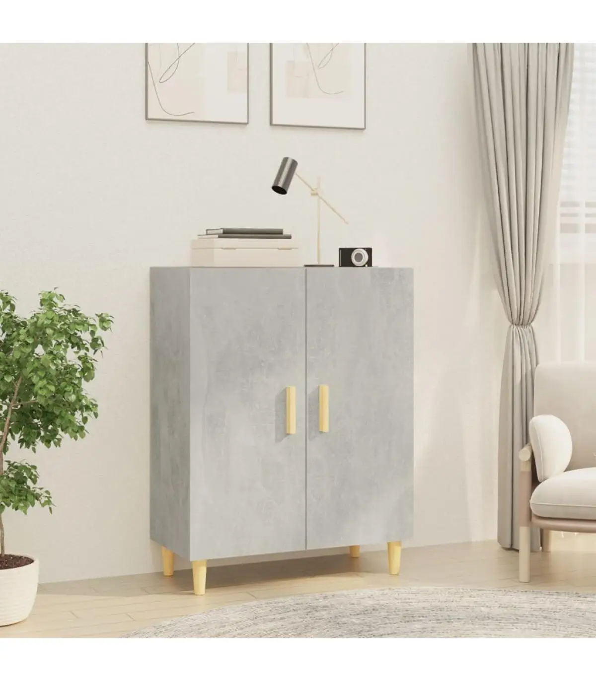 70x34x90 cm concrete gray plywood sideboard