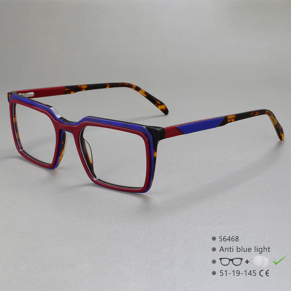 56468 Neue Stil Quadrat Acetat Brillengestell Optische Brillengestell Retro Frauen Brillen Beliebte verschreibungspflichtige Brillen
