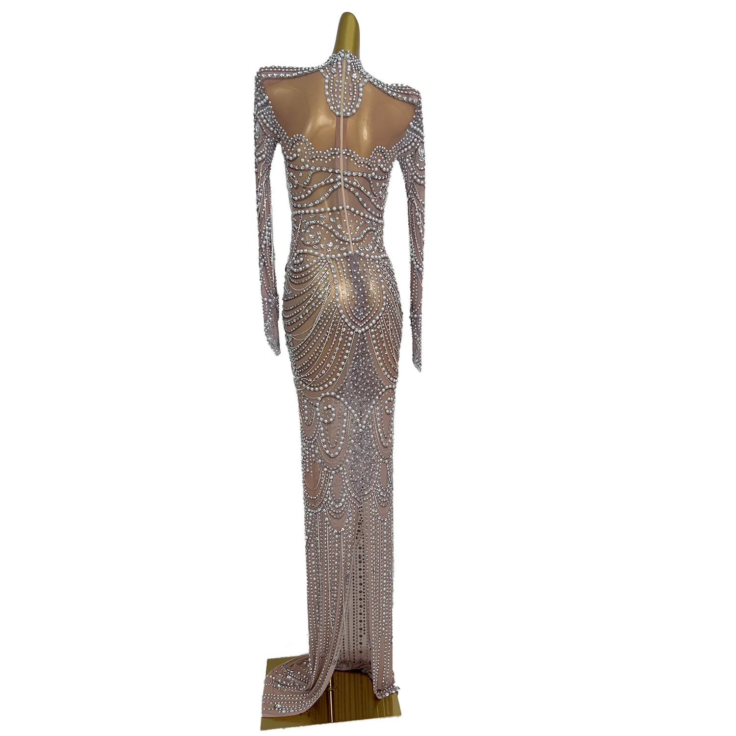 Nianlun 2025 vestido invitada boda Sexy Perspektive Mesh Voller Diamanten Perlen Abendkleid Geburtstag Bankett Cocktail Ball Kleid