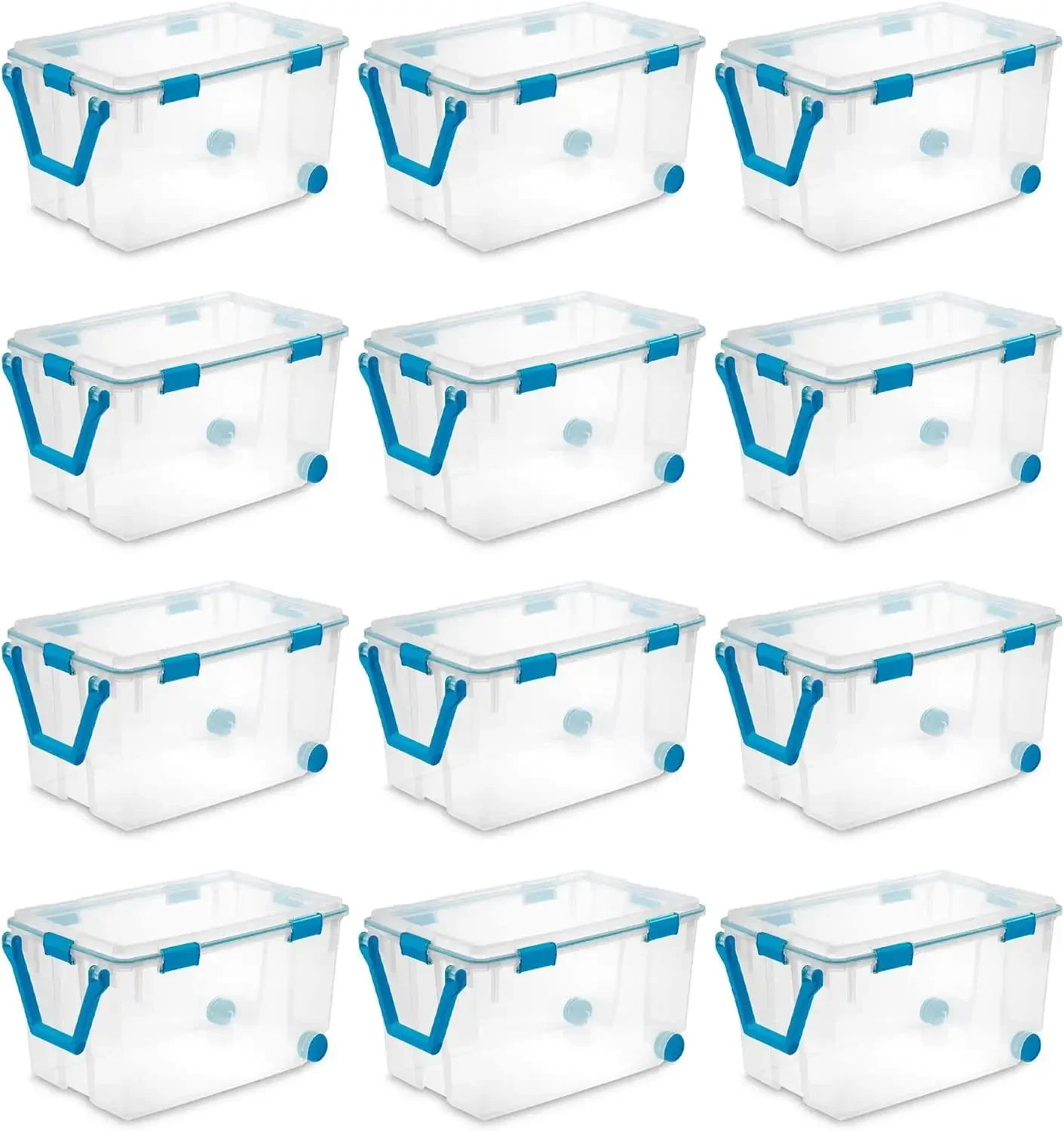 

Sterilite Wheeled Gasket Box Stackable Storage Bin with Latch Lid, 120 Qt (12 Pack)