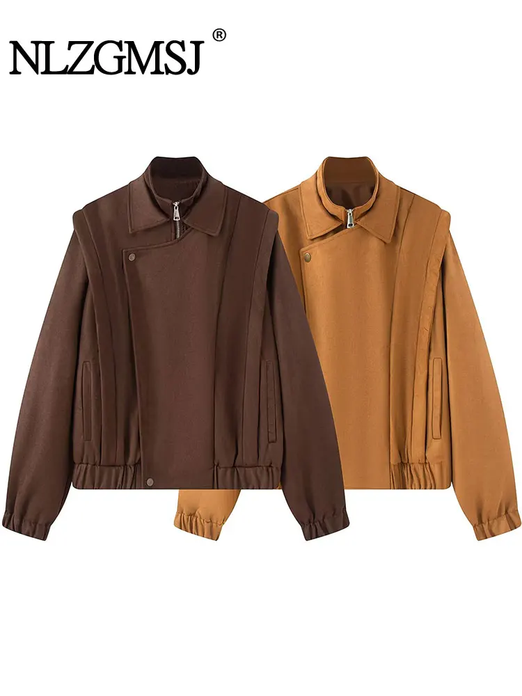 

NLZGMSJ женская замшевая текстурированная повседневная дизайнерская куртка пальто модные уличные стильные дорожные куртки уличная верхняя одежда