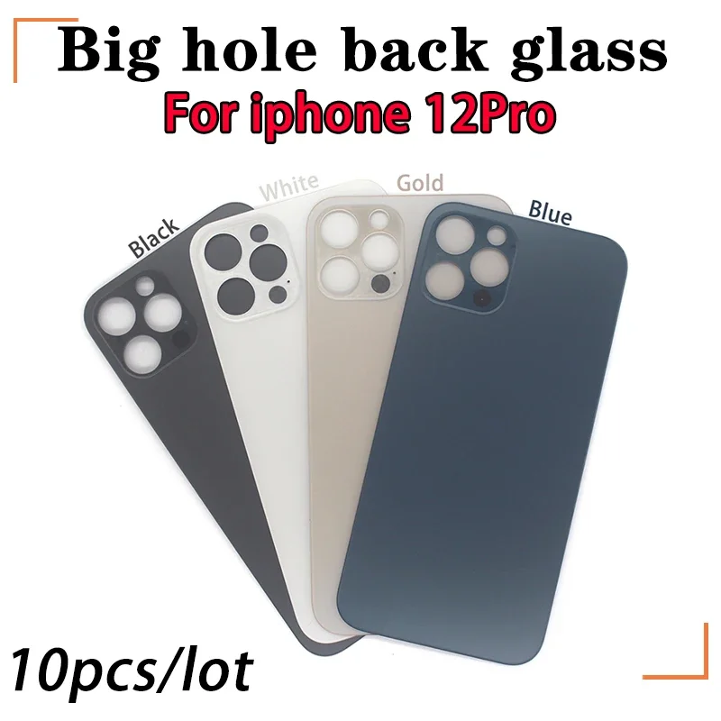 10pcs/Lot For iPhone 12 Pro Max Back Glass iphone 12 mini Battery Cover Original Colour Back shell big hole rear glass