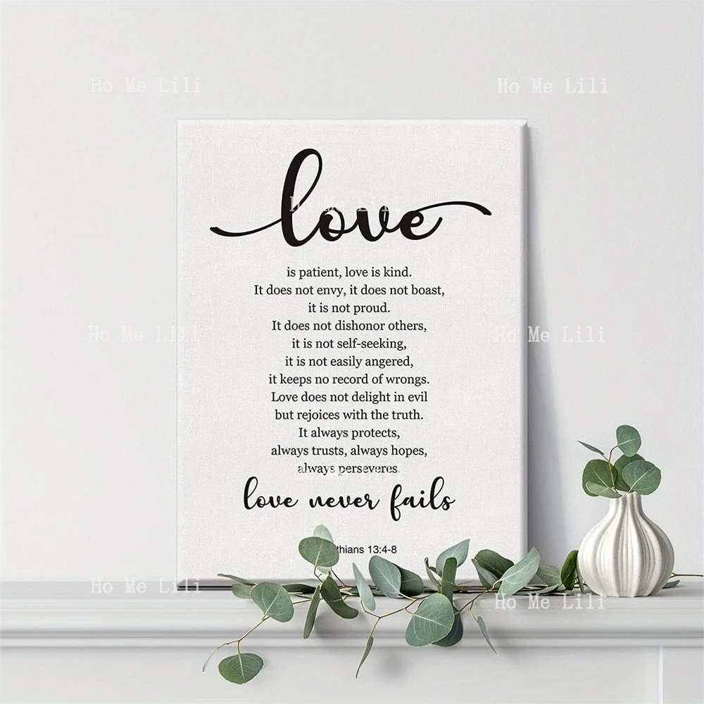 Bible Verse Corinthians Love Never Fails Scripture Canvas Canvas Wall Art For Bedroom Living Room Home Office Decor