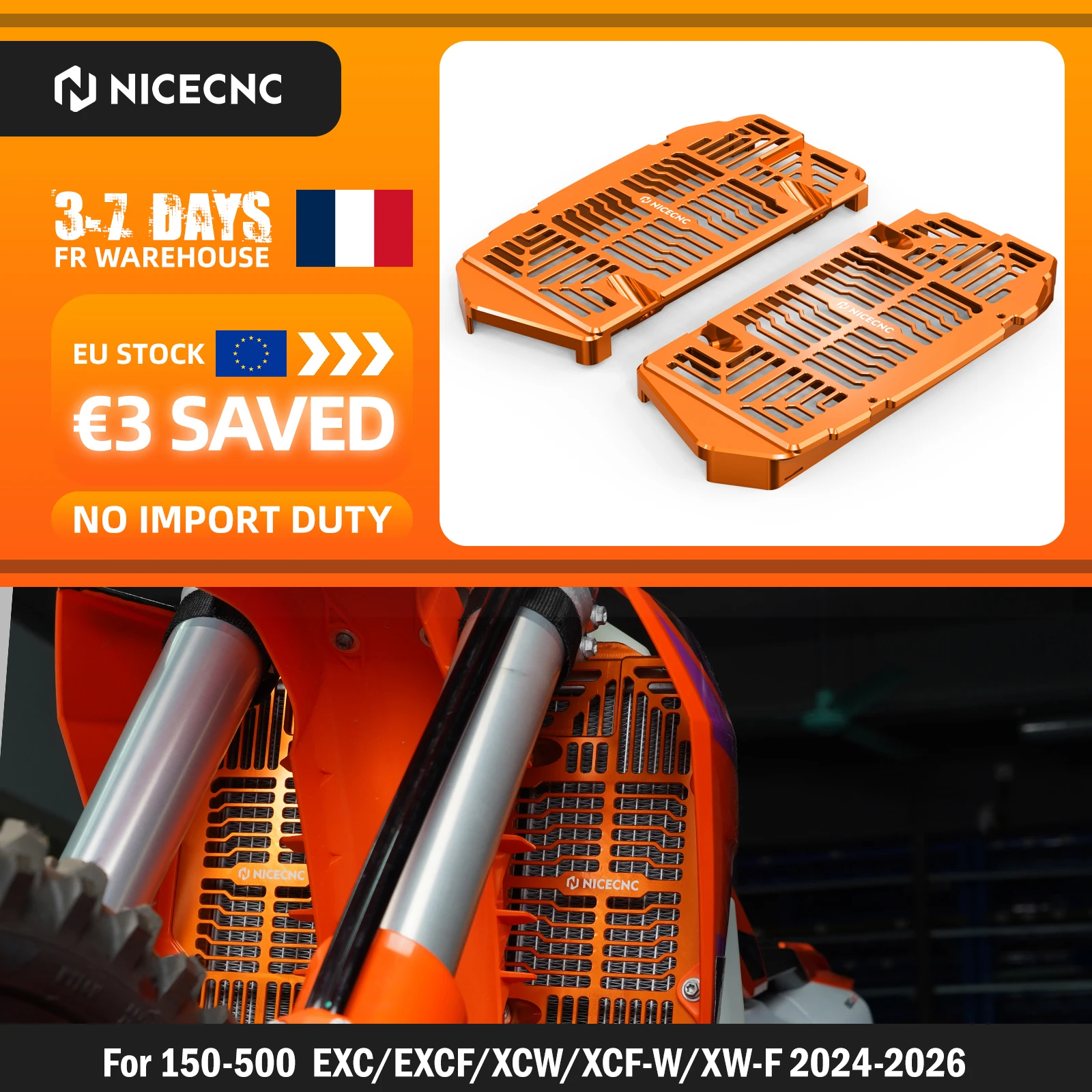 Image of 2024 2025 2026 Für KTM EXC 300 EXC 250 EXCF 350 XC-F 350 SX 125 SXF 250 SXF 450 Kühlerschutzabdeckung Für Husqvarna TE 300 FE 450 GasGas EC 300 EC 250