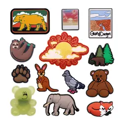 1 Pcs Lovely Animals PVC Shoe Charms Decorations Boonic Bears Shoe Buckle Accessories Elephant Fox Clogs Clips Children's Gifts