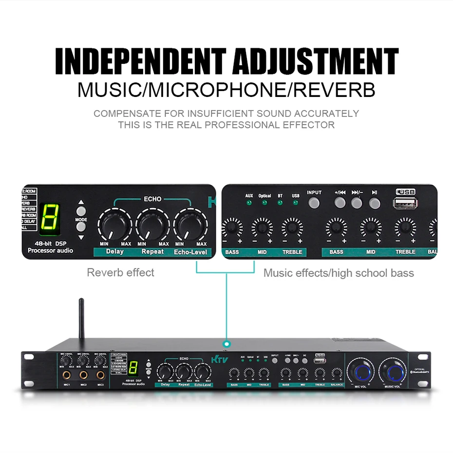 Paulkitson E-270 Professional Audio Processor 48Bit DSP Effects Processors บลูทูธคาราโอเกะเสียงระบบ