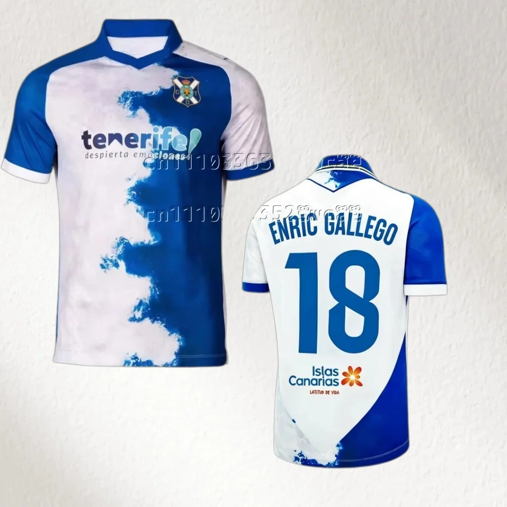 26-27 Tenerife Football Jersey Shirt, Enric Gallego #18 Tshirt, Men Summer Training Breathable  Sweatshirt Family Matching