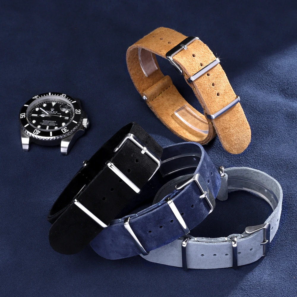 

Vintage Durable Suede Leather Watchband Black Brown Blue 18mm 20mm 22mm 24mm Watch Strap Replacement Watch Accessories for Men