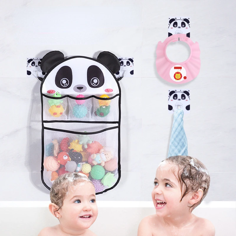 Baby Bath Toy Storage Bag Mesh Net Toy Organizer Strong with Suction Cups Bath Game Bag Bathroom Hanging Bag Water Toys Basket