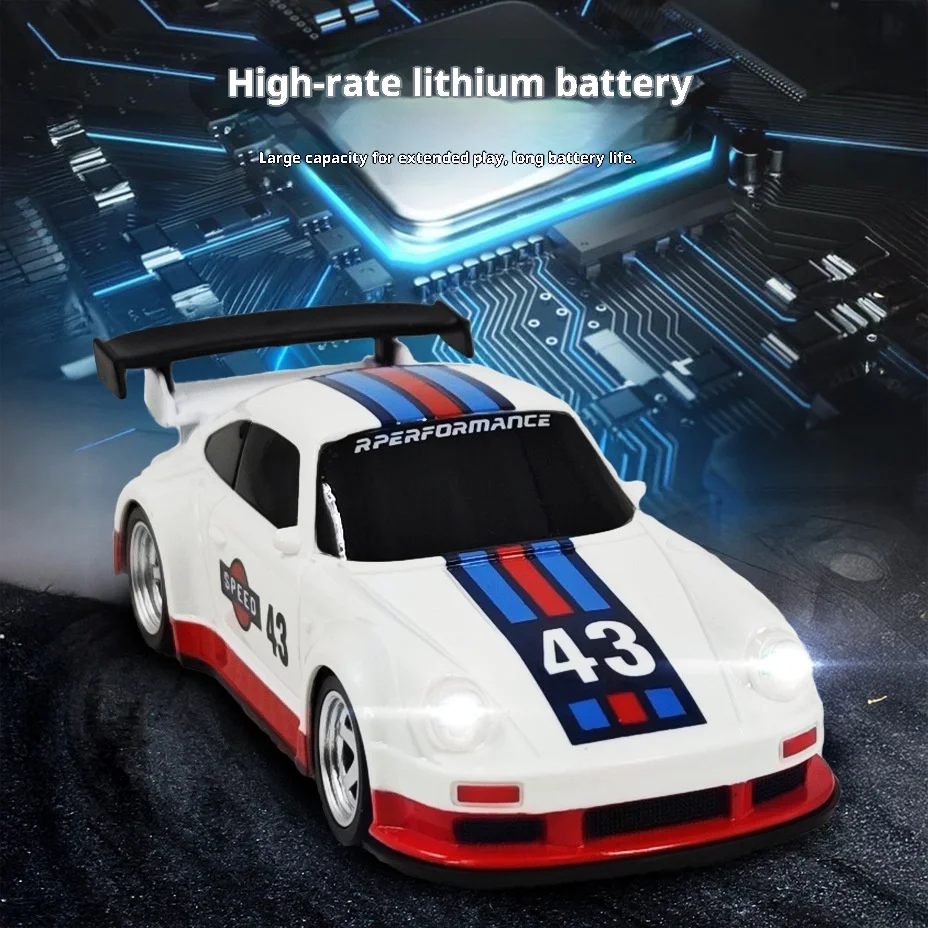 新しいミニ四駆ドリフトカー、フルプロポーショナル照明付き：電動リモコンカーモデル - 男の子向けおもちゃリモコンプレイ