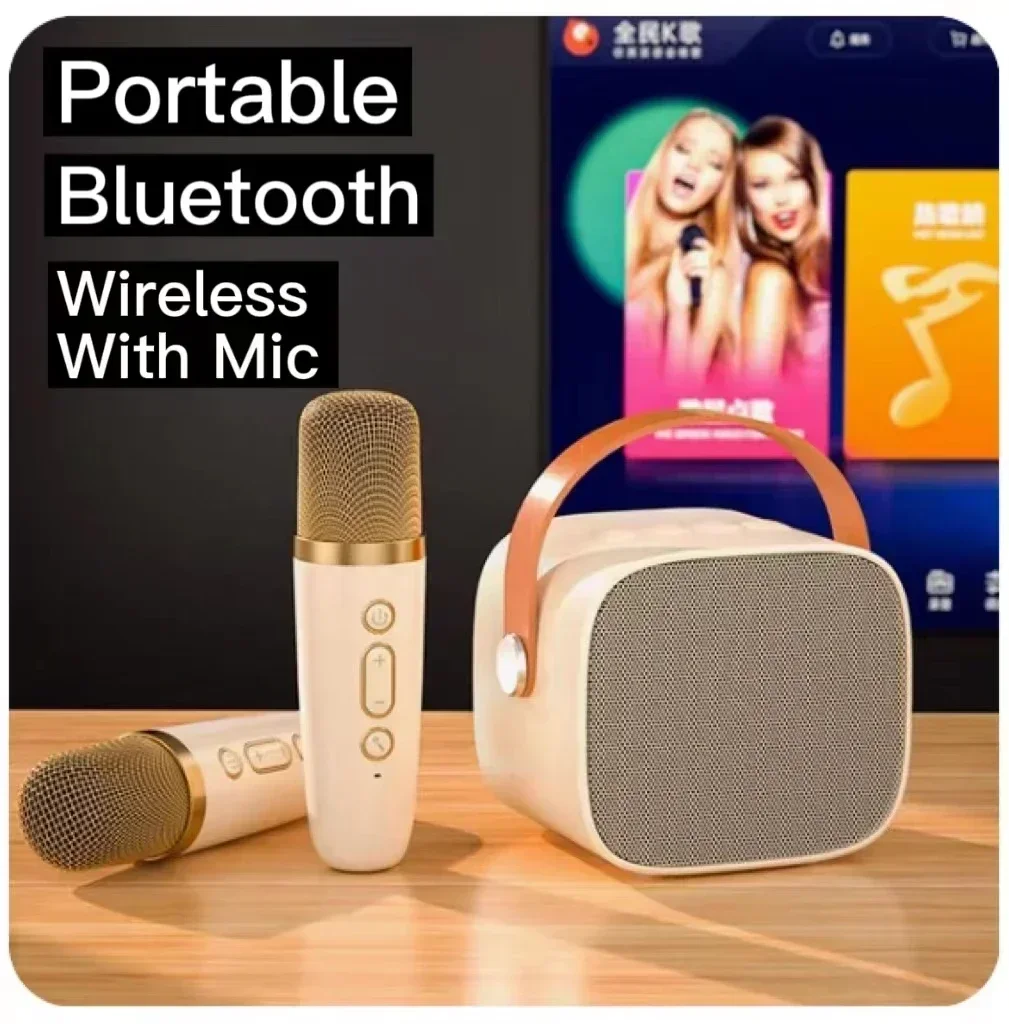 K1 Karaoke Machine Portable Bluetooth 5.3 PA Speaker System with 1-2 Wireless Microphones Home Family Singing Children's Gifts