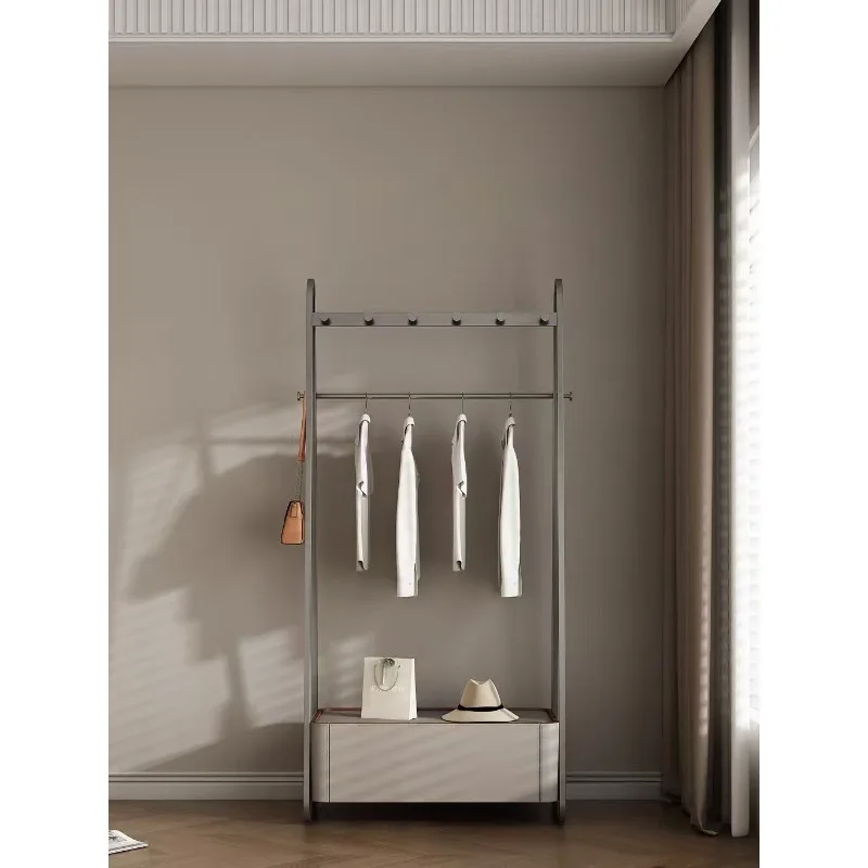 Italian minimalist coat rack, storage cabinet, integrated floor-to-ceiling small apartment saddle leather solid wood light