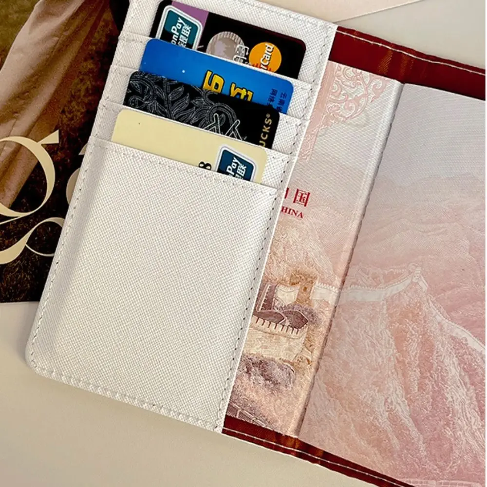 New Cute Cartoon Passport Holder PU Leather Multi-function Passport Bag Travel Accessories Portable Print Protective Case