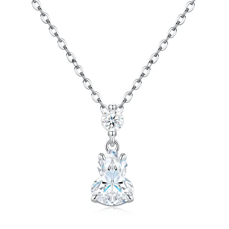 ZFSILVER Fashion Luxury Classic 925 Sterling Silver Moissanite Simple Gourd Necklace Charm Women Accessories Jewelry Gift N18253