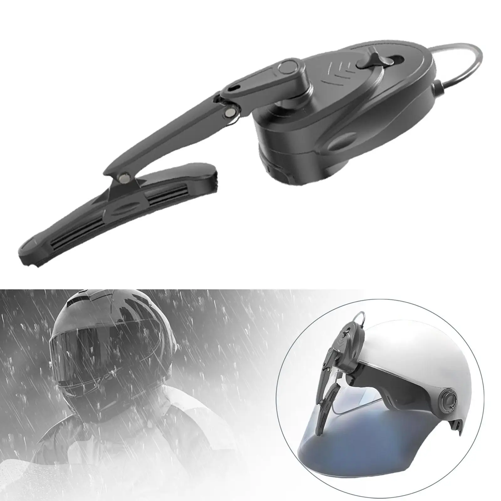 Motorcycle Helmet Wiper for Most Visor Easy to Install Curved Shape 5V Practical