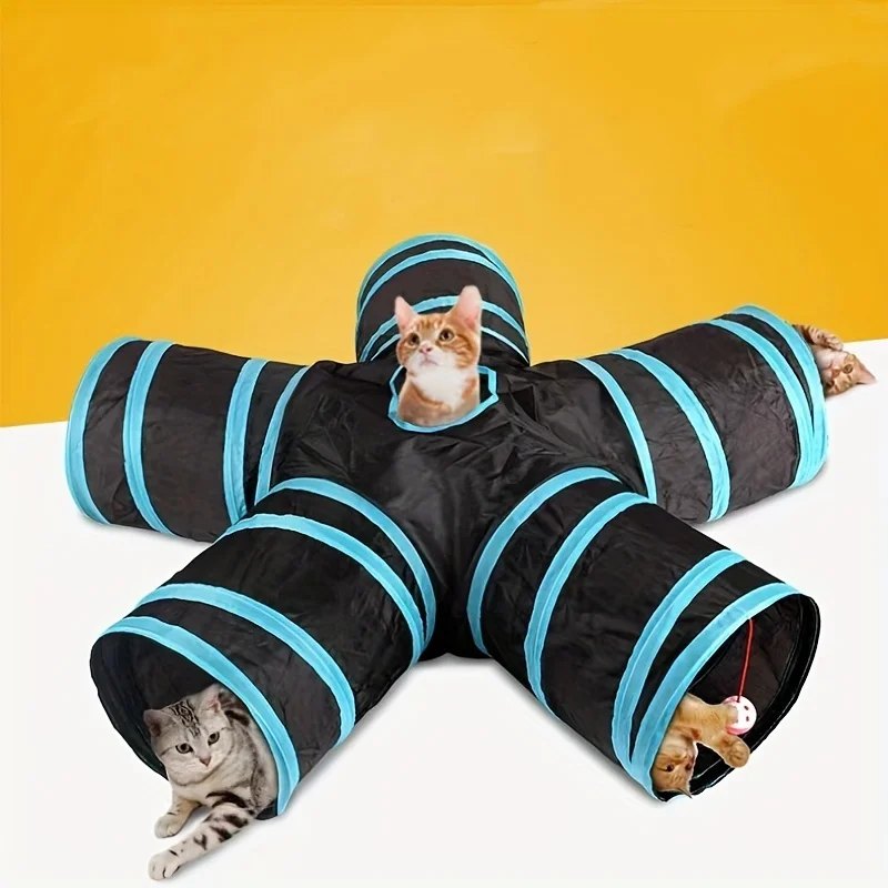 

5-Way Cat Tunnel - Durable & Collapsible with Interactive Bell Ball, Perfect for Endless Play