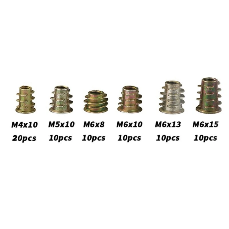 70Pcs Zincs Alloy Threaded Insert Nut Furniture Inserts Fastener