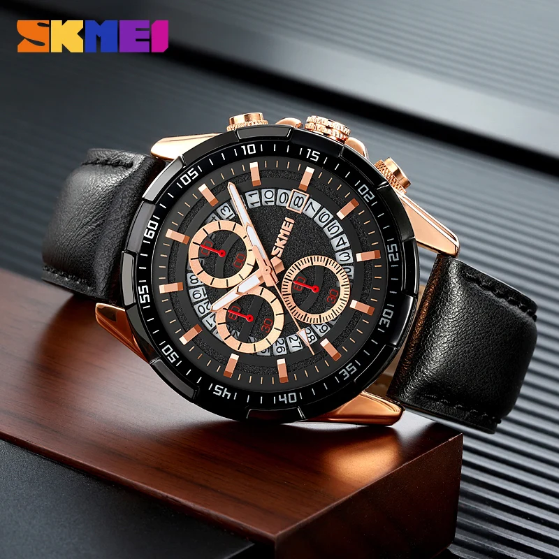 SKMEI 9312 Relogio Masculino Men’s Watches Luxury Quartz Wristwatch Calendar Luminous Clock Men Business Casual Watch For Men