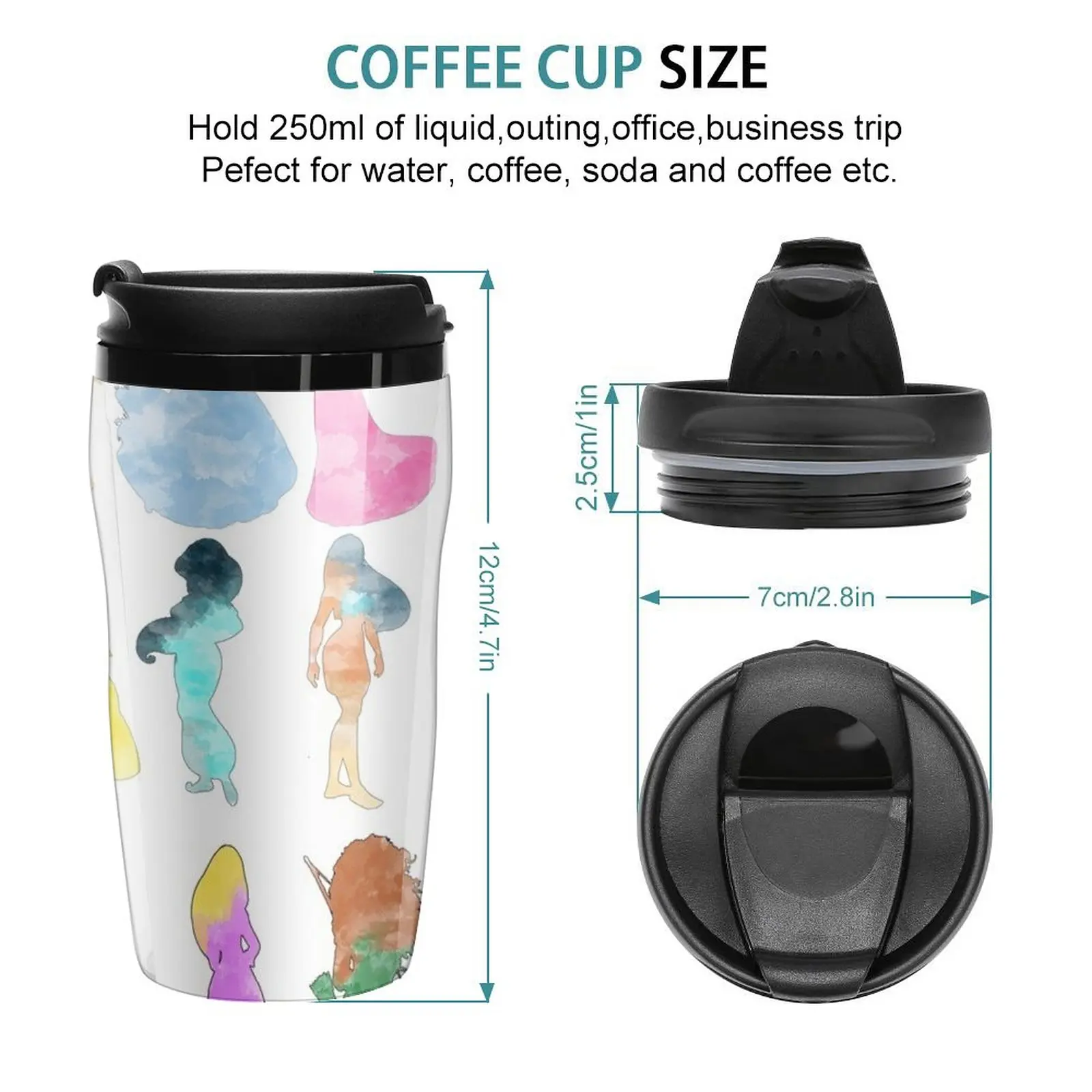 New Princesses watercolor Travel Coffee Mug Coffee Cup Heat Preservation Beautiful Tea Cups Cups Coffee Custom Mug