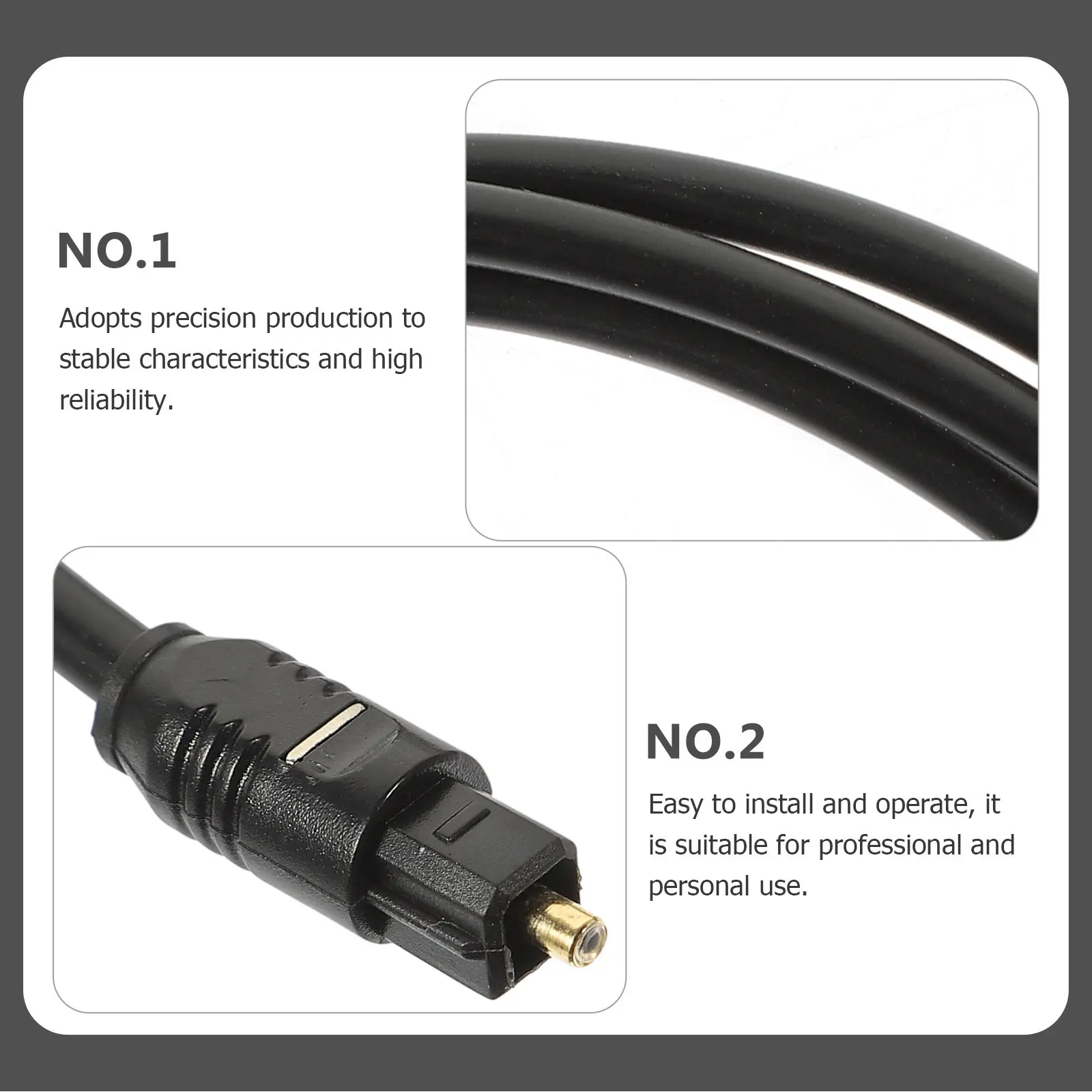 2Pcs Optical Audio Cable Square Interface Fiber Cord High Grade Pmmc for TV Sound Bar Digital Audio Optical Cable