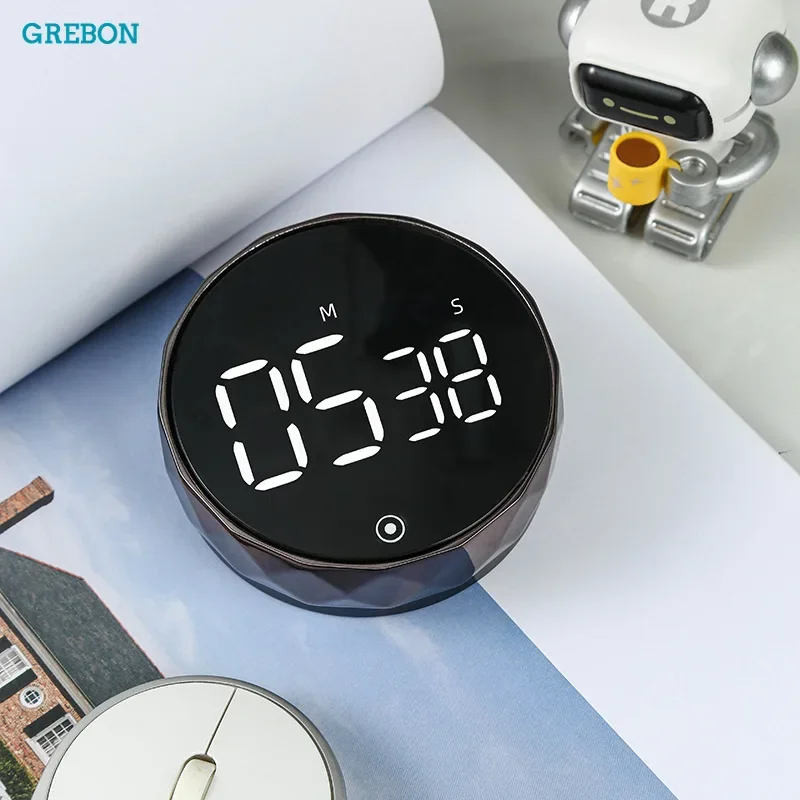 Adjustable Magnetic Kitchen Timer Digital Countdown Alarm Clock with Rotating Dial for Cooking Baking LED Display Student Timer