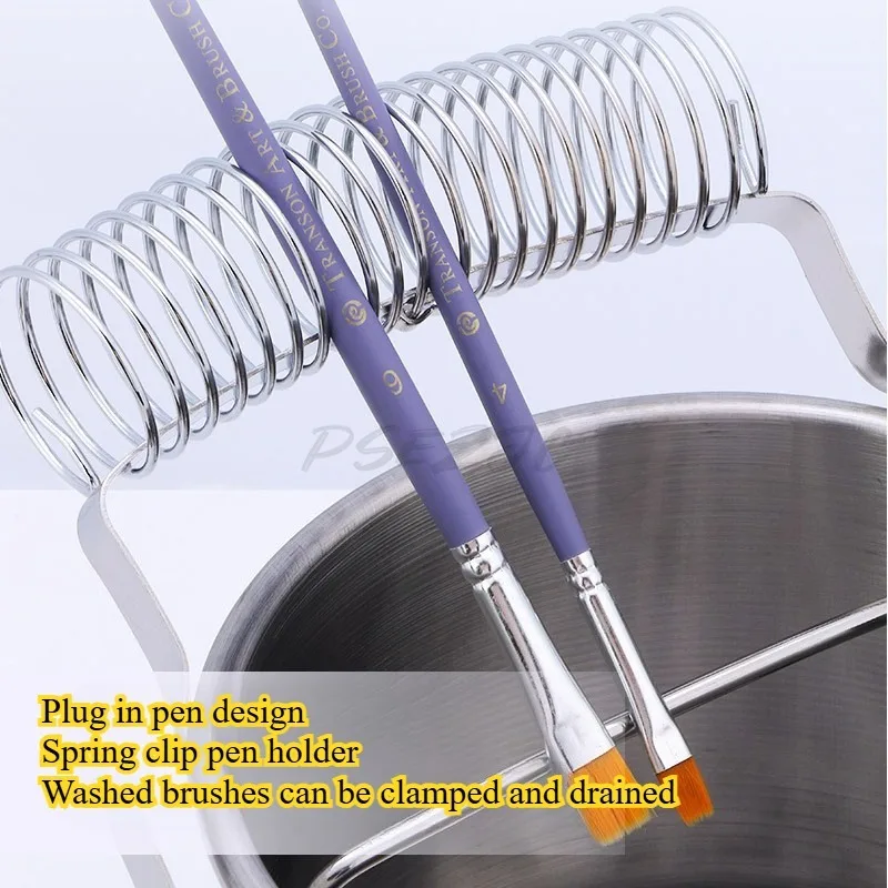 Large Stainless Steel Portable Oil Painting Brush Washing Bucket Multi-functional Brush Washing Device Oil Painting Supplies