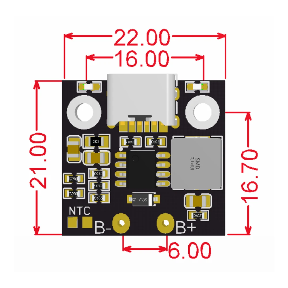 5V Charge Discharge Integrated Module 18650 Lithium Battery Charging Boost Power Board Step-up Charge Protection Module Type-C