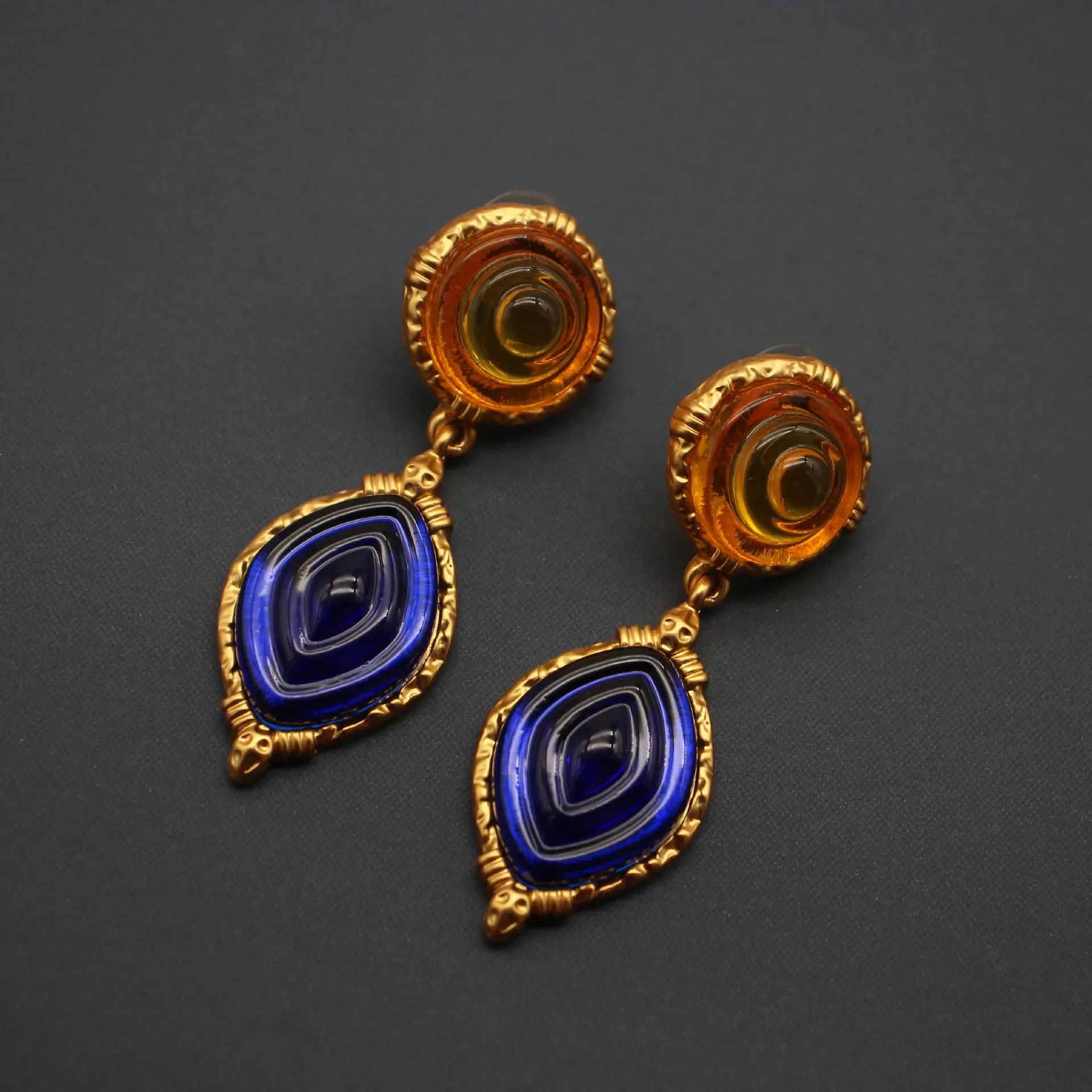 

European and American Jewelry Vintage Western Leaves Medieval Palace Style Copper Alloy 925 Silver Needle Earrings
