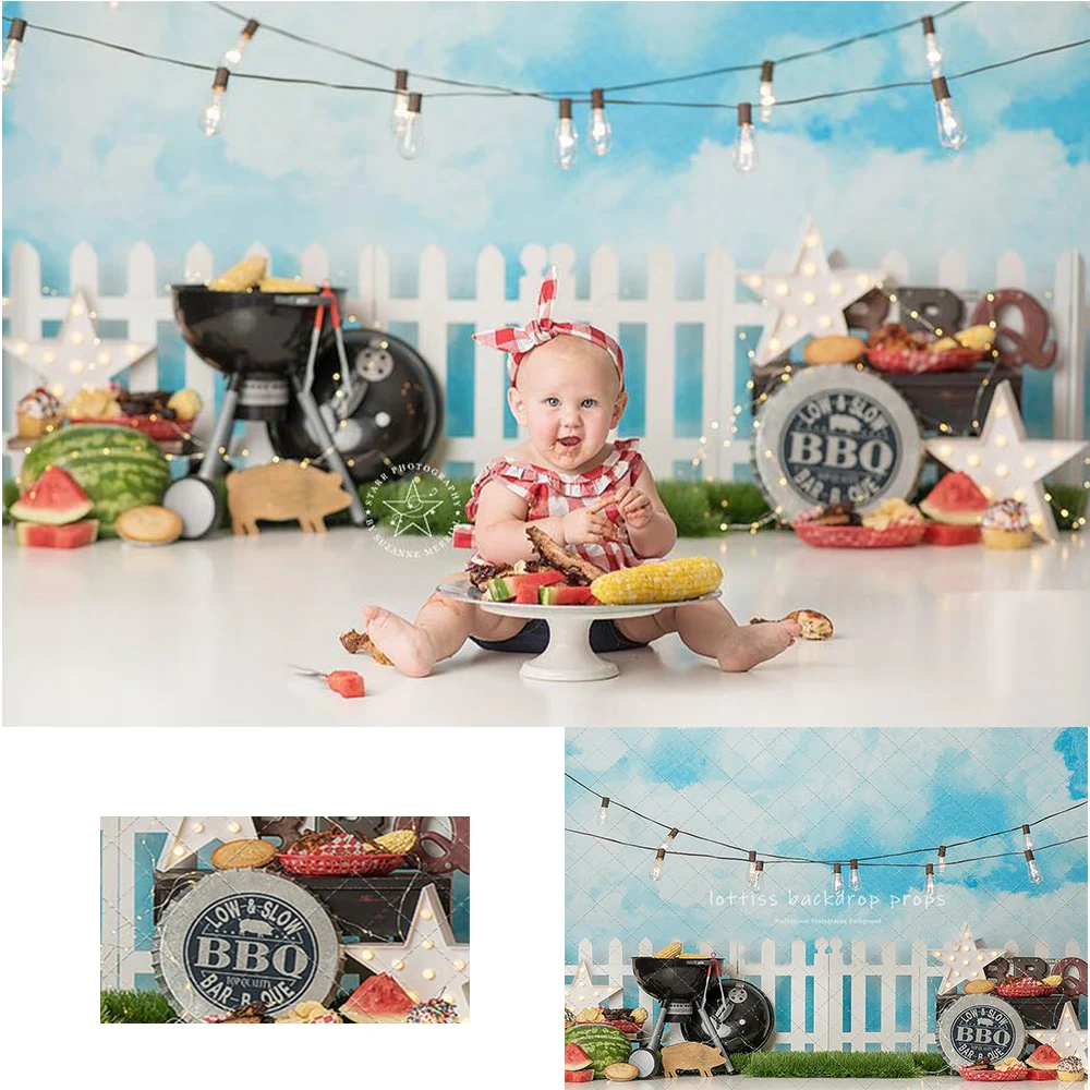 Backyard BBQ Backdrops Kids Baby Photography Child Adult Photocall Decors Farm Theme Backgrounds