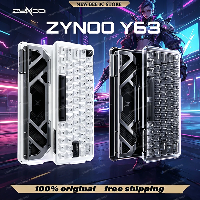 Zynoo Y63 8K RT0.01MM 0..08MS Customized Magnetic Switch Gaming Keyboard Hot Swap CNC Aluminum alloy 63% Layout Keyboard Gift