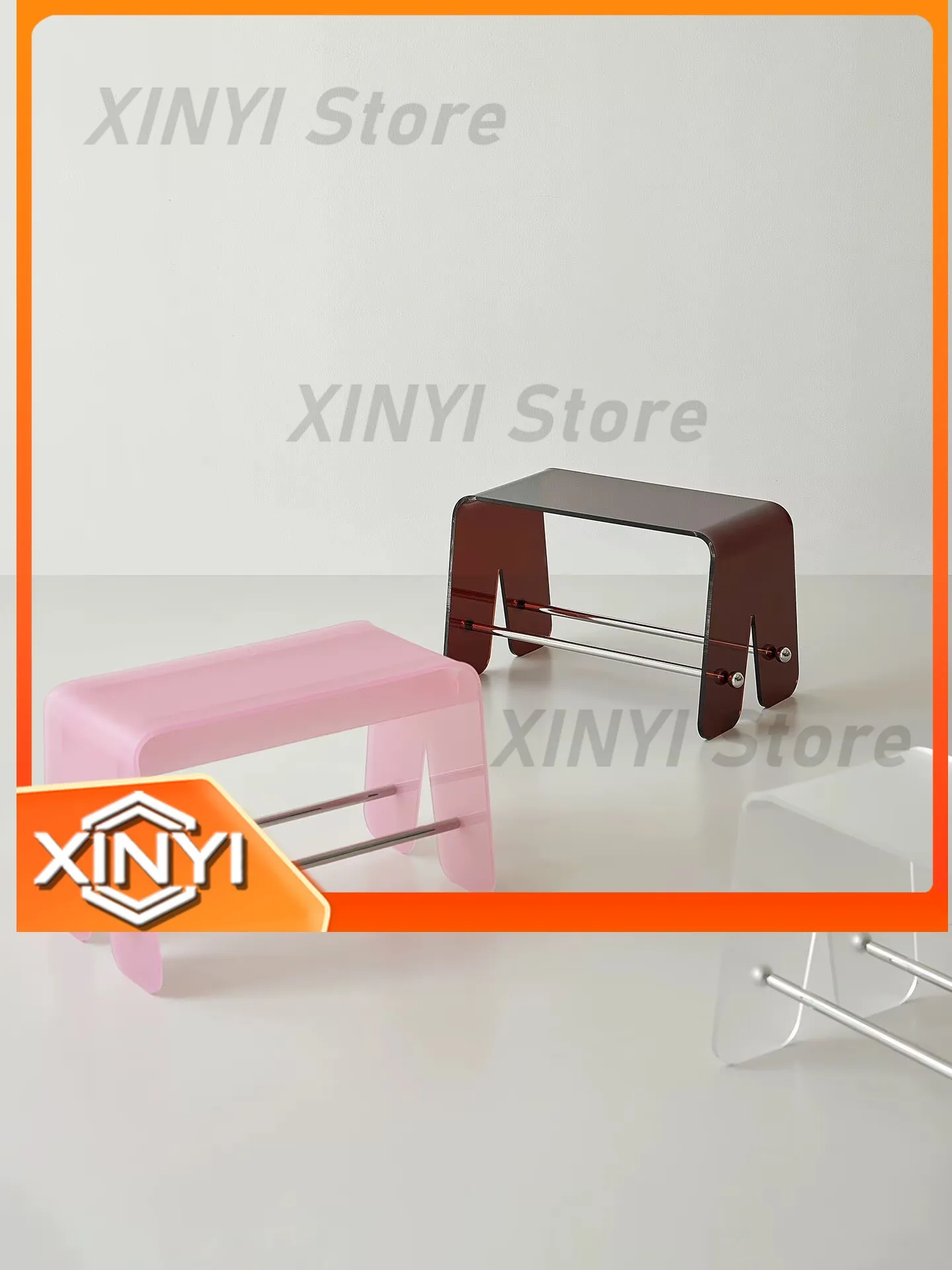 Acrylic Shoe Changing Stool for Home Entry Hallway Bathroom Footrest Storage Ottoman Footstool Furniture for Shoes