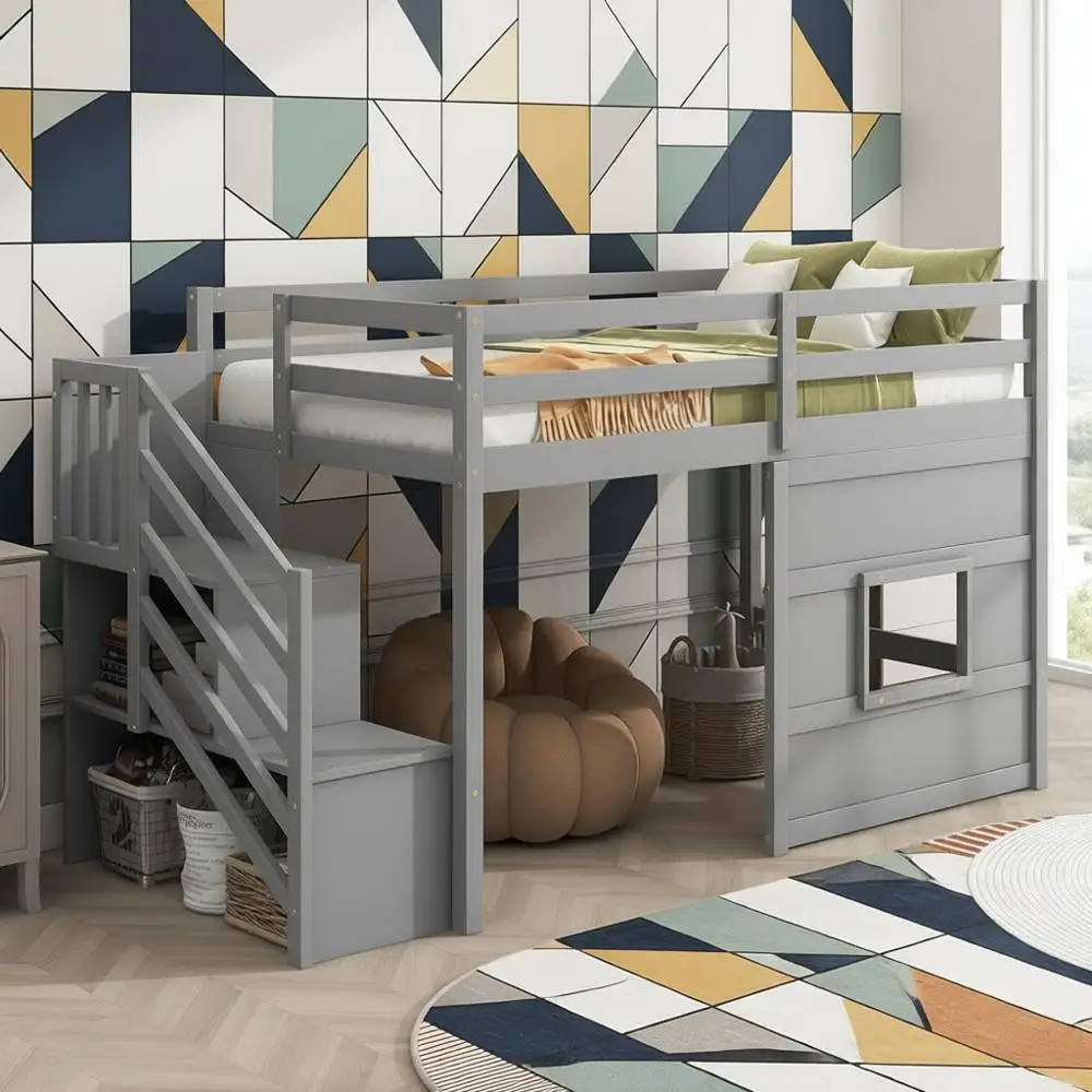 Low Loft Bed With S…