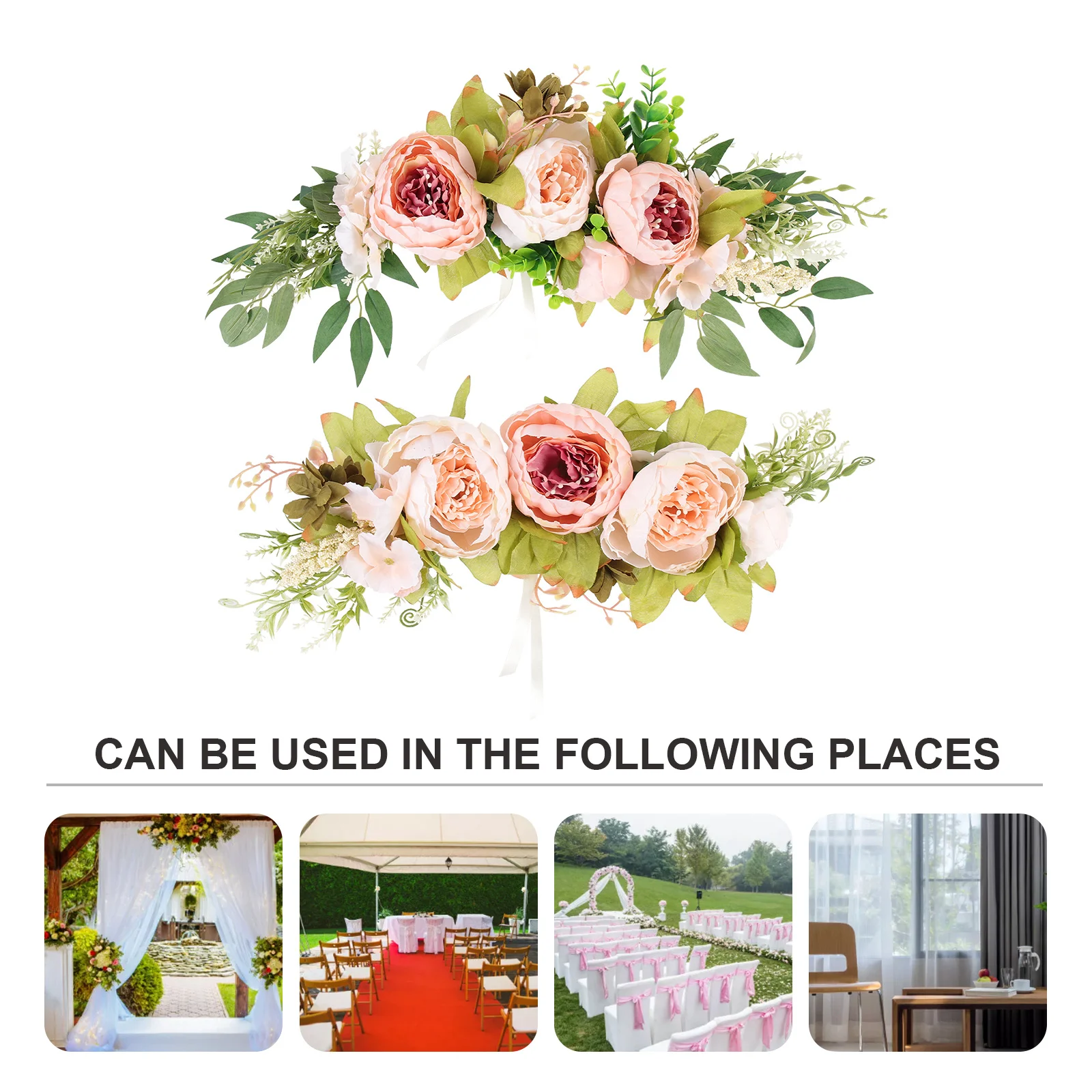 

2Pcs Artificial Rose Decoration High-Class Imitation Rose Floral Swag for Lintel Front Door Household Wall Art