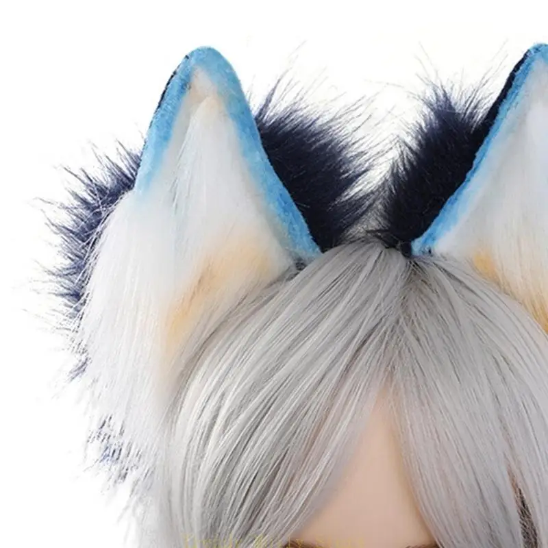 

N5KB Handmade Cartoon Headbands Furry Wolf Kitten Headwear Ears Carnivals Party Toy