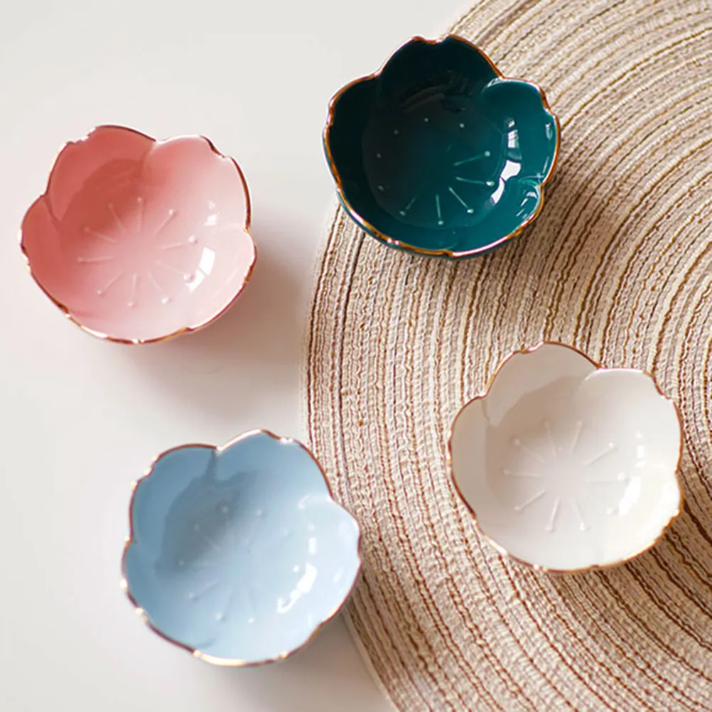 Juego de 2 Platos para Salsas de Porcelana con Diseño Floral, Ligeros y Resistentes a Roturas, para Sushi, Barbacoa, Picnic y Otros Platillos